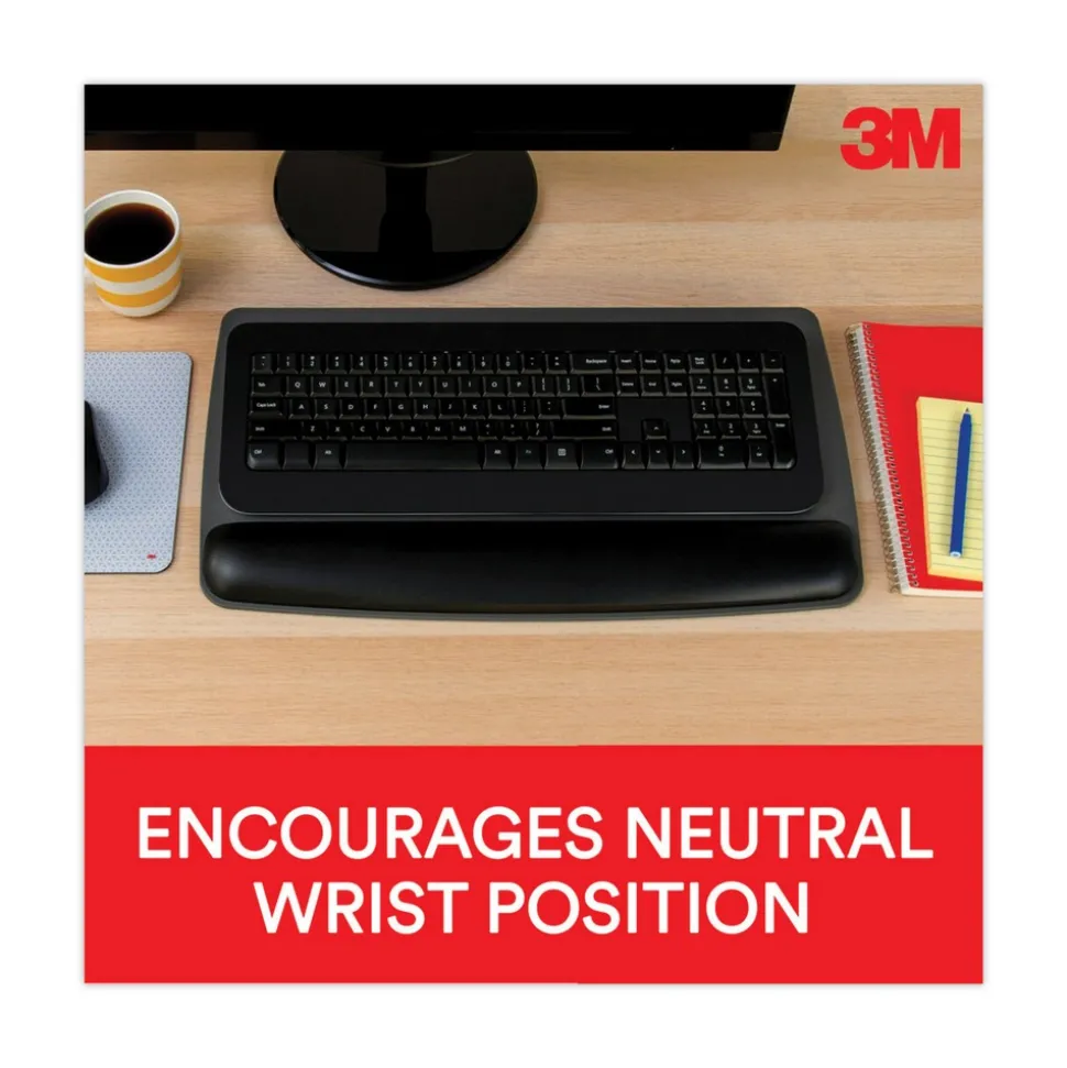 3M 19.6 in. x 10.6 in. Antimicrobial Gel Keyboard Wrist Rest Platform - Black/Gray/Silver