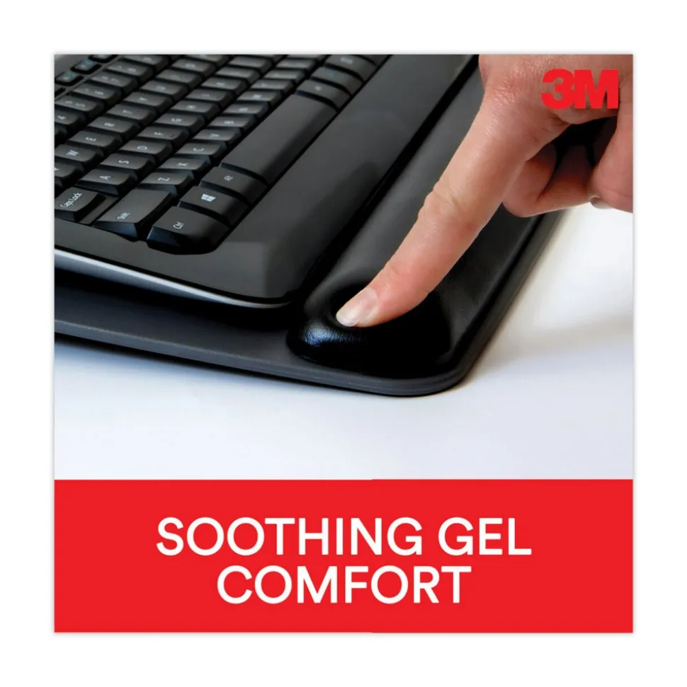 3M 19.6 in. x 10.6 in. Antimicrobial Gel Keyboard Wrist Rest Platform - Black/Gray/Silver
