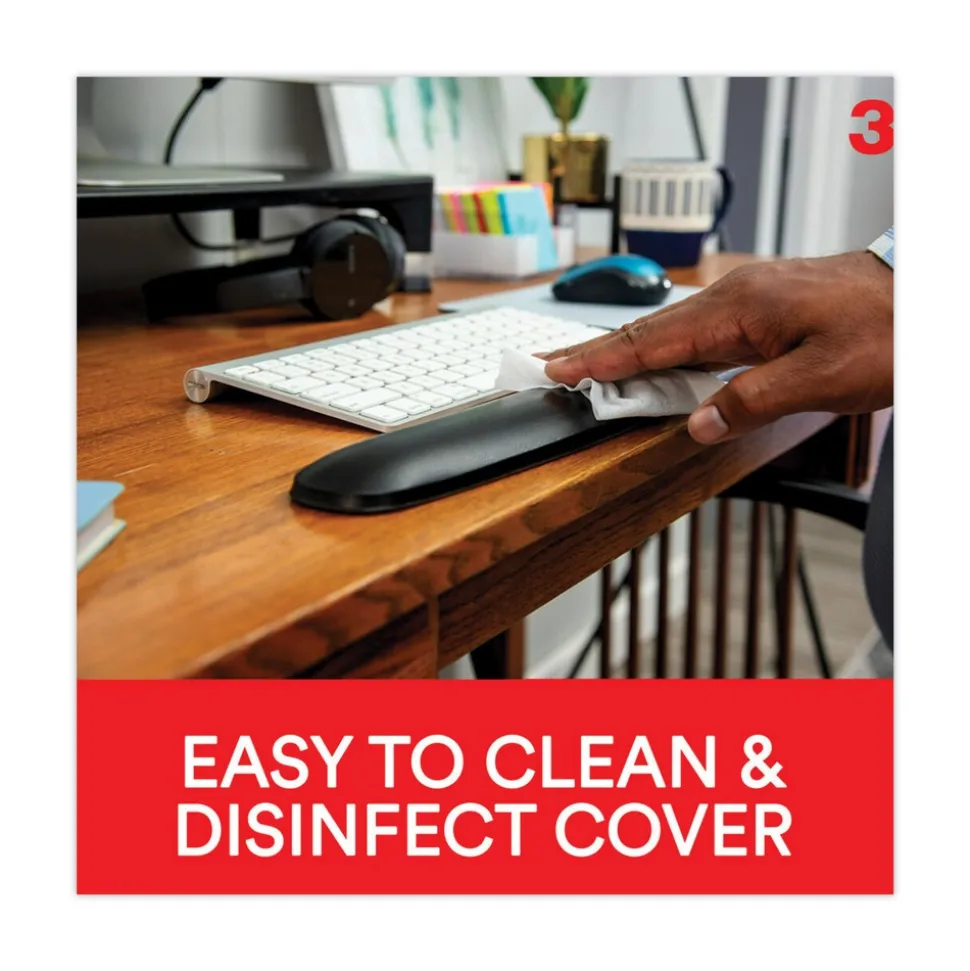 3M 19.6 in. x 10.6 in. Antimicrobial Gel Keyboard Wrist Rest Platform - Black/Gray/Silver