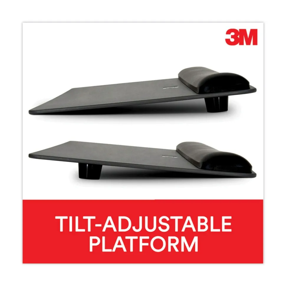 3M 19.6 in. x 10.6 in. Antimicrobial Gel Keyboard Wrist Rest Platform - Black/Gray/Silver