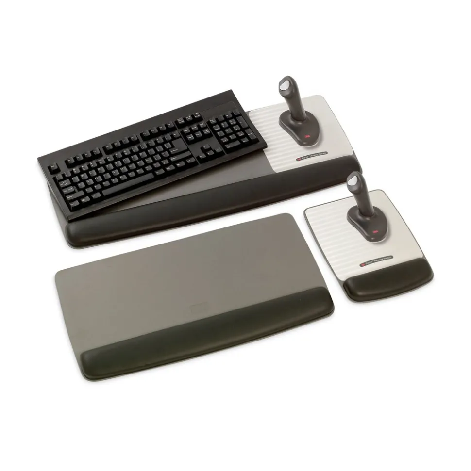 3M 19.6 in. x 10.6 in. Antimicrobial Gel Keyboard Wrist Rest Platform - Black/Gray/Silver