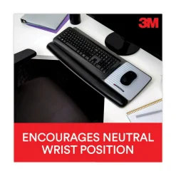 3M 25.5 in. x 10.6 in. Antimicrobial Gel Mouse Pad/Keyboard Wrist Rest Platform - Black/Silver