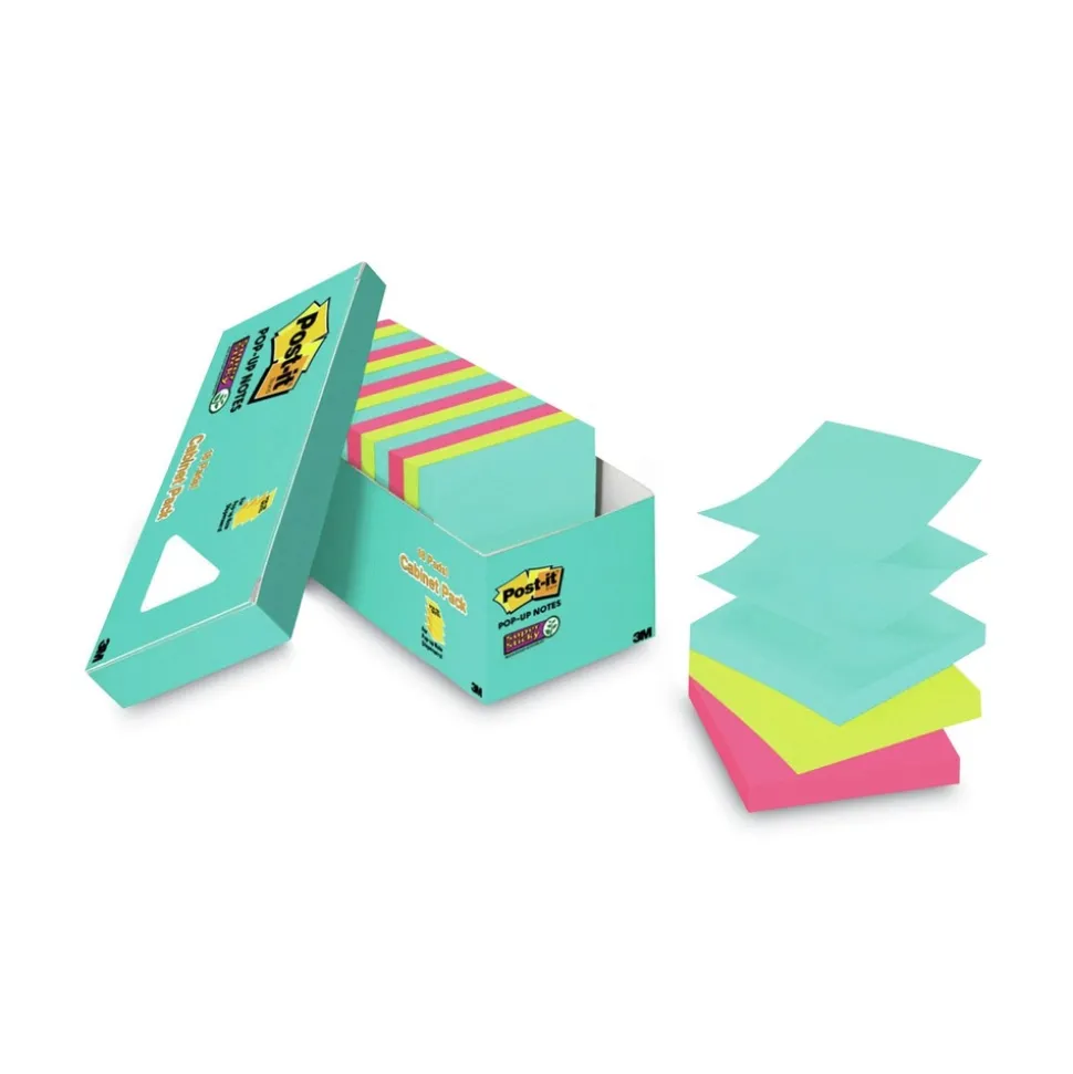 3M 3 in. x 3 in. Pop-up Note Refill Cabinet Pack - Supernova Neons Collection Colors (18 Pads/Pack)