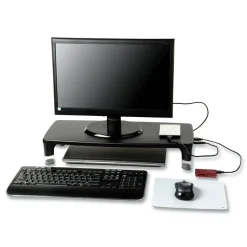 3M 21.6 in. x 9.4 in. x 2.7 in. to 3.9 in. Supports 33 lbs. Monitor Stand - Black/Clear