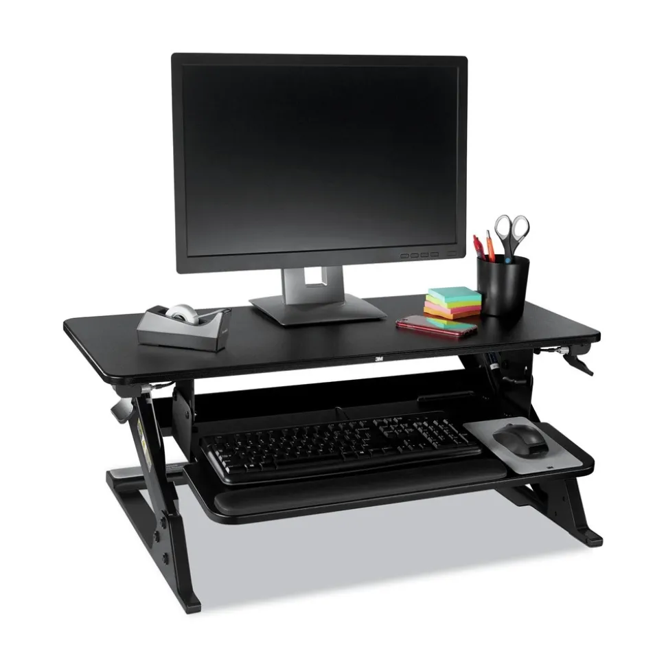 3M 35.4 in. x 22.2 in. x 6.2 in. to 20 in. Precision Standing Desk - Black