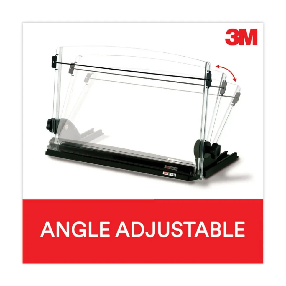 3M 150 Sheet Capacity In-Line Adjustable Desktop Copyholder - Plastic (Black/Clear)