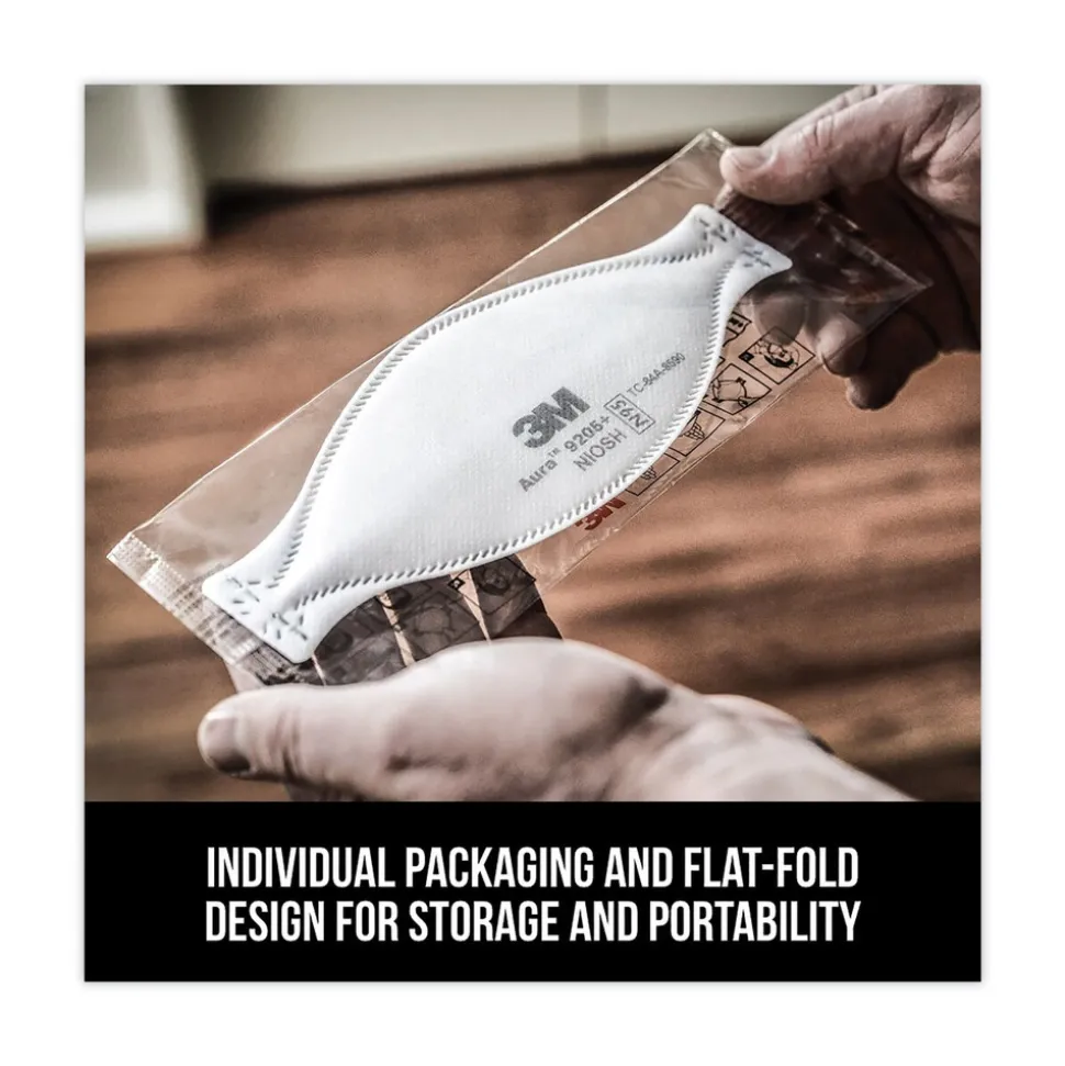 3M Aura 9205 Plus N95 Particulate Respirator - One Size Fits All (20/Pack)