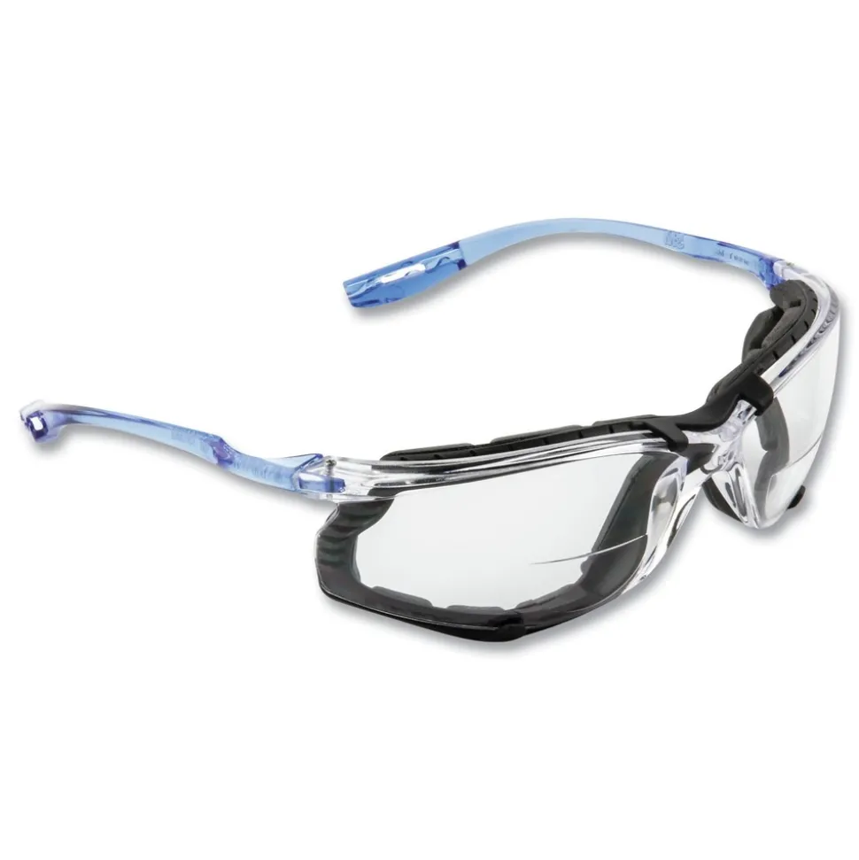 3M CCS plus1.5 Diopter Strength Protective Eyewear with Foam Gasket - Blue Plastic Frame, Clear Polycarbonate Lens