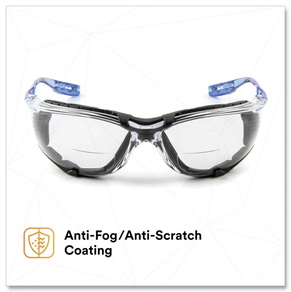 3M CCS plus1.5 Diopter Strength Protective Eyewear with Foam Gasket - Blue Plastic Frame, Clear Polycarbonate Lens
