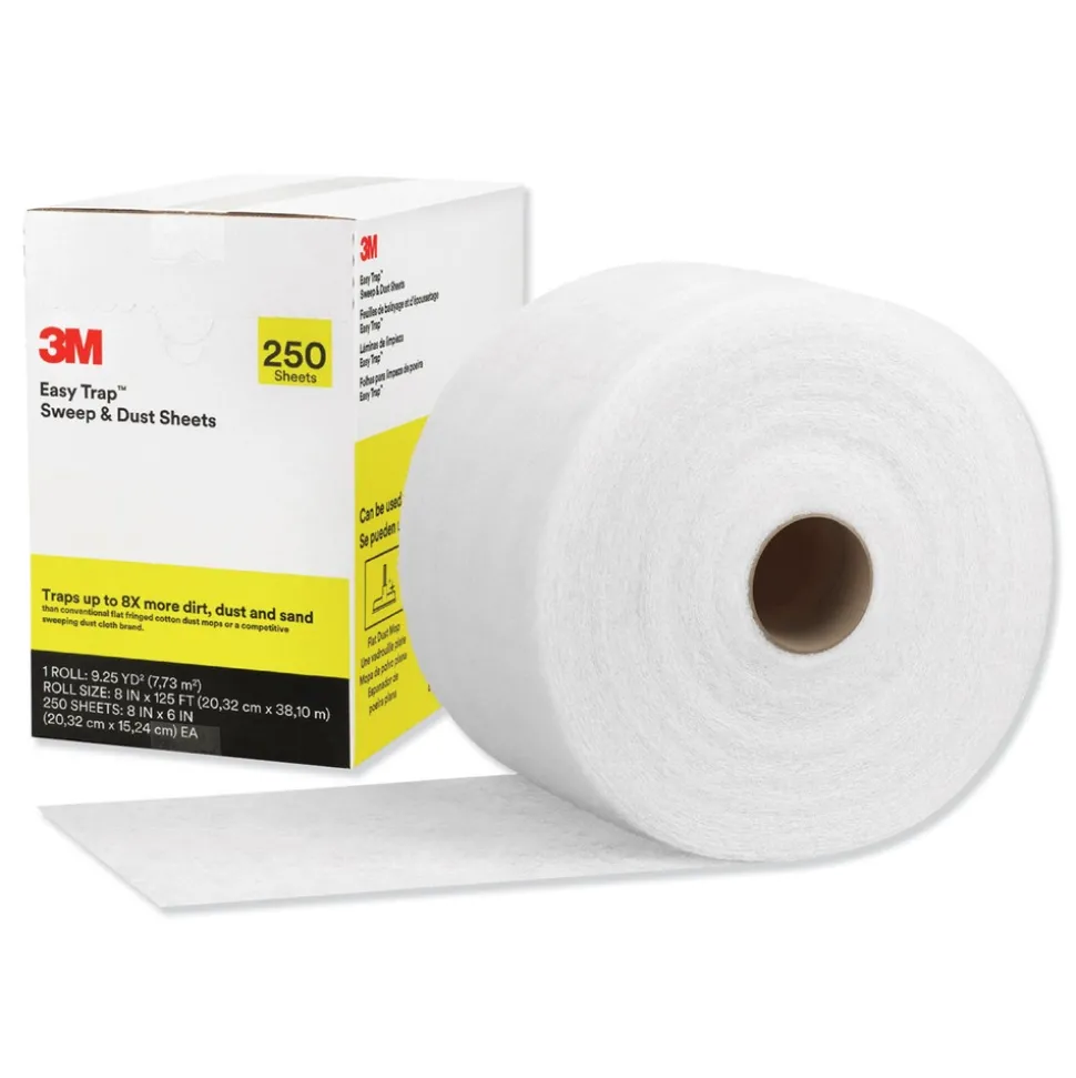 3M Easy Trap 8 in. x 125 ft. Sweep and Dust Sheets - White (1/Carton)