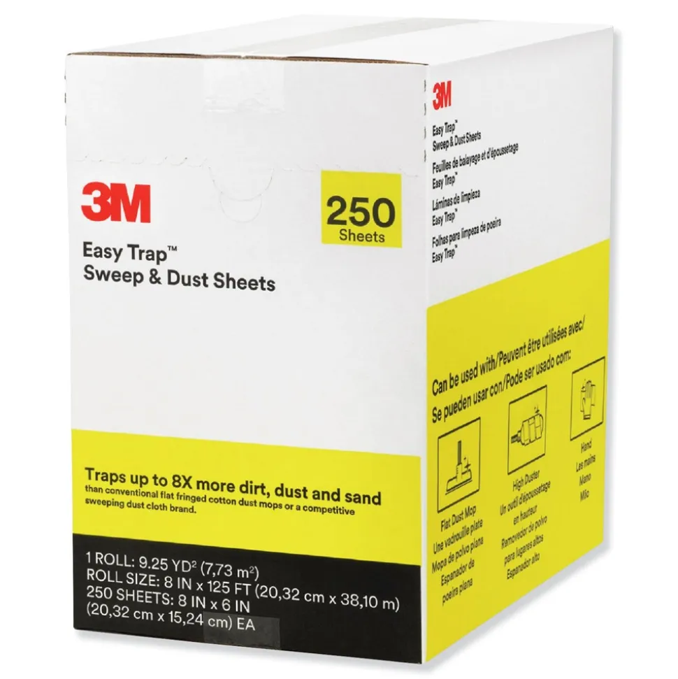 3M Easy Trap 8 in. x 125 ft. Sweep and Dust Sheets - White (1/Carton)