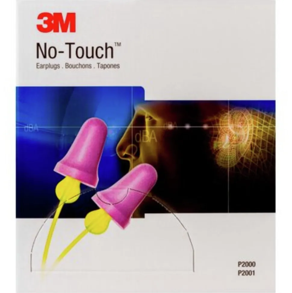 3M No-Touch 29 dB NRR Corded Push-to-Fit Single-Use Earplugs - Purple/Yellow (100/Box)