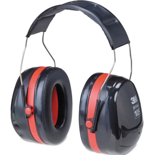 3M Peltor Optime 105 High Performance 30 dB NRR Ear Muffs - Black/Red