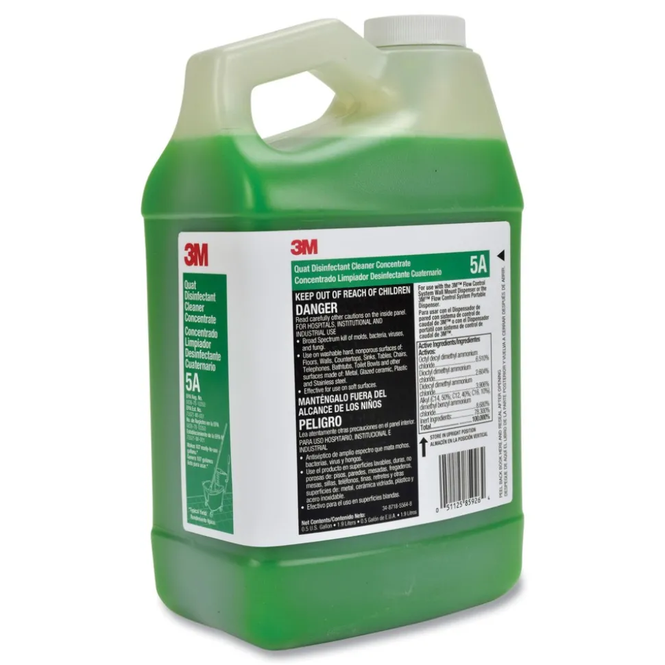 3M Quat Disinfectant Cleaner Concentrate Pleasant Scent 0.5 Gal Bottle 4/carton
