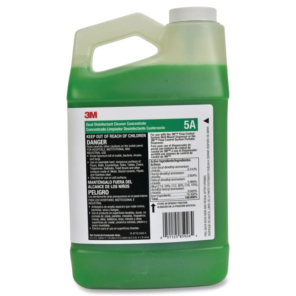 3M Quat Disinfectant Cleaner Concentrate Pleasant Scent 0.5 Gal Bottle 4/carton