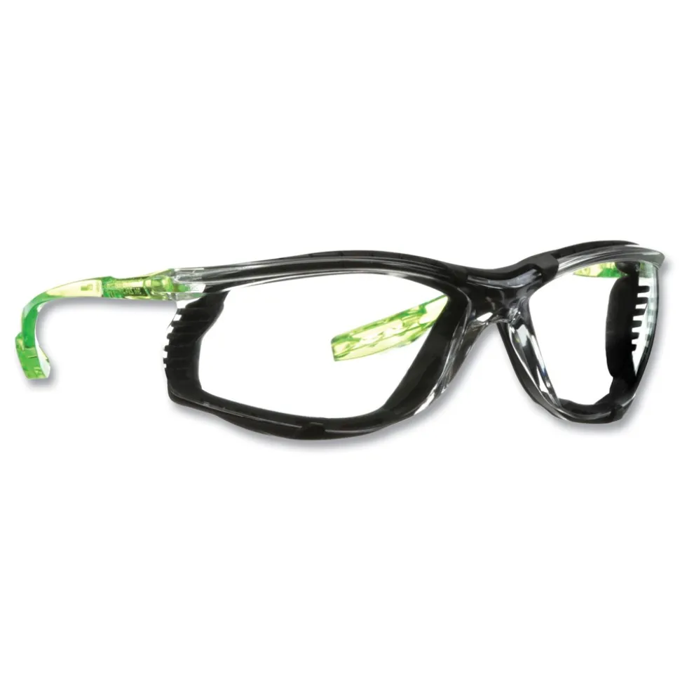 3M Solus CCS Series Protective Eyewear - Green Plastic Frame Clear Polycarbonate Lens