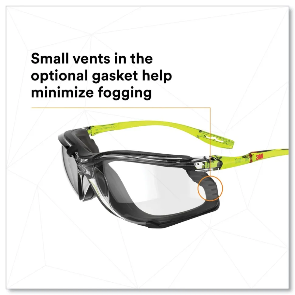 3M Solus CCS Series Protective Eyewear - Green Plastic Frame Clear Polycarbonate Lens