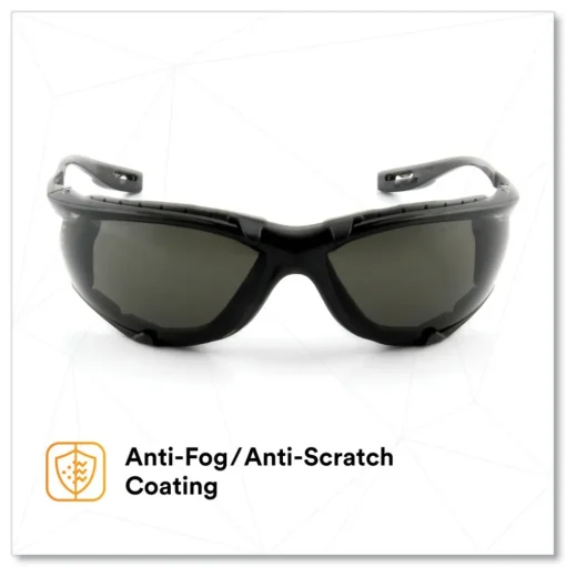 3M Virtua CCS Protective Eyewear with Foam Gasket - Black/Gray Plastic Frame Gray Polycarbonate Lens