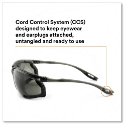 3M Virtua CCS Protective Eyewear with Foam Gasket - Black/Gray Plastic Frame Gray Polycarbonate Lens