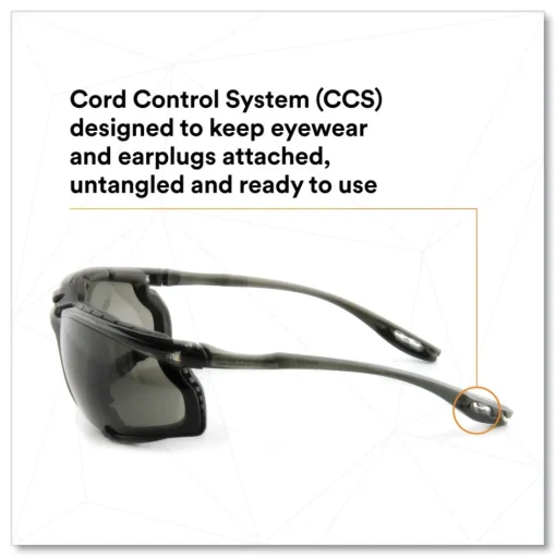3M Virtua CCS Protective Eyewear with Foam Gasket - Black/Gray Plastic Frame Gray Polycarbonate Lens