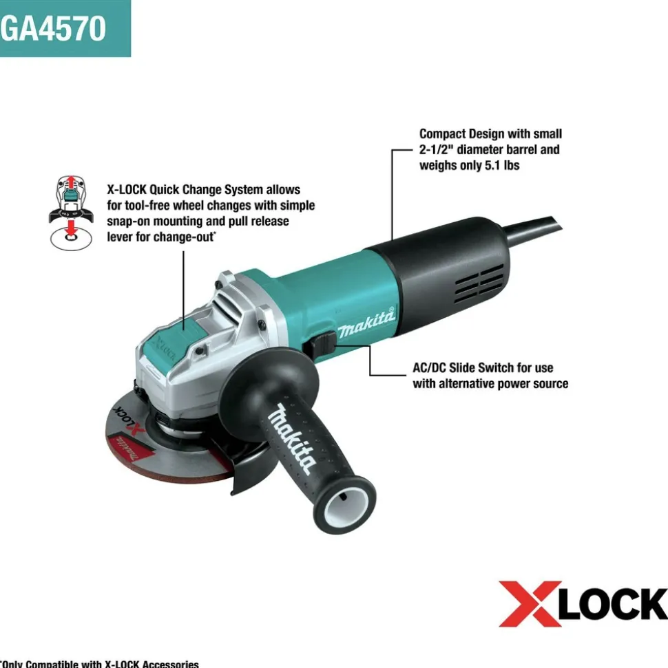 Makita 7.5 Amp 4-1/2 in. Corded X-LOCK Angle Grinder