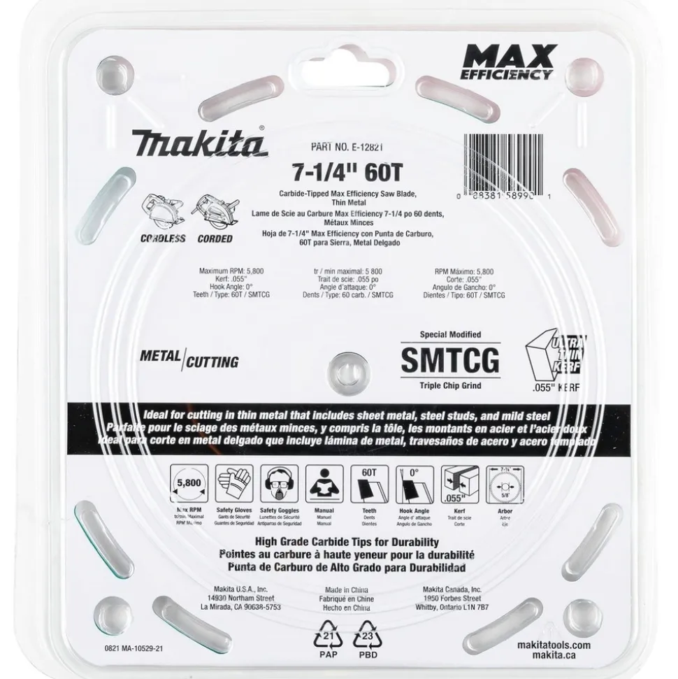 Makita 7-1/4 in. 60T Carbide-Tipped Max Efficiency Saw Blade