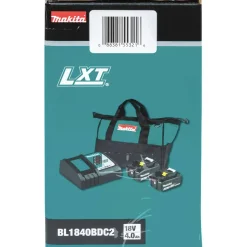 Makita 18V LXT Lithium-Ion Battery and Rapid Optimum Charger Starter Pack (4 Ah)