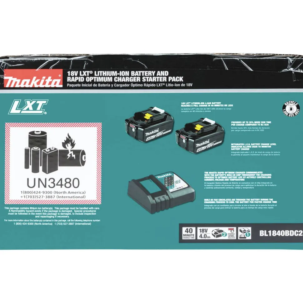Makita 18V LXT Lithium-Ion Battery and Rapid Optimum Charger Starter Pack (4 Ah)