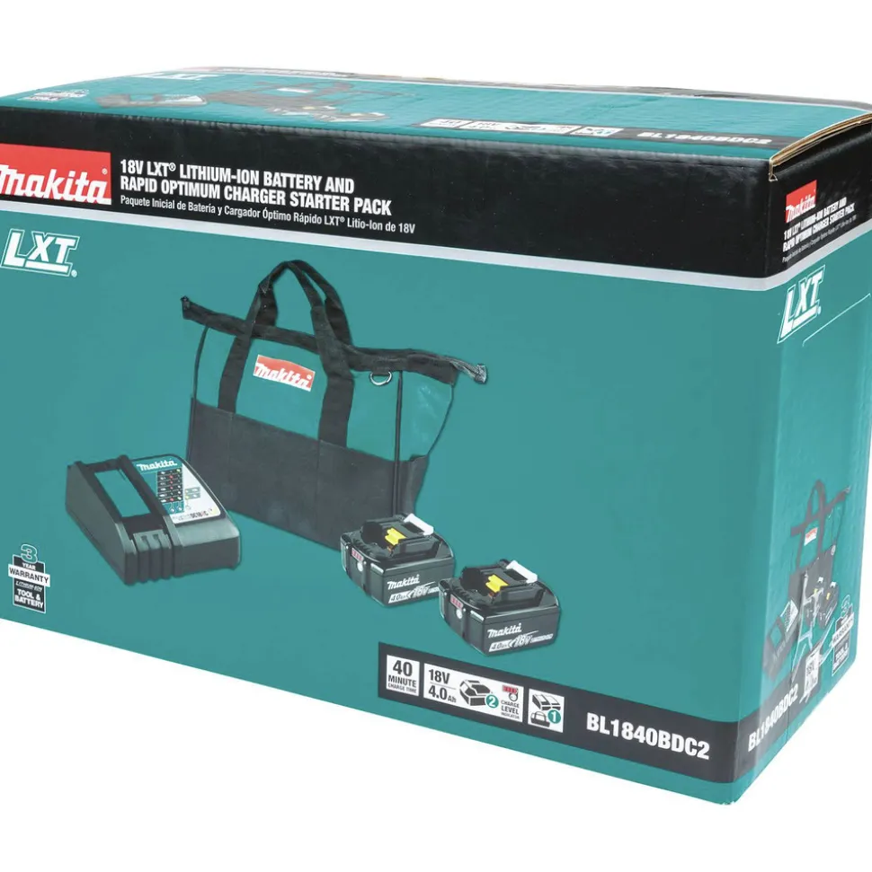 Makita 18V LXT Lithium-Ion Battery and Rapid Optimum Charger Starter Pack (4 Ah)