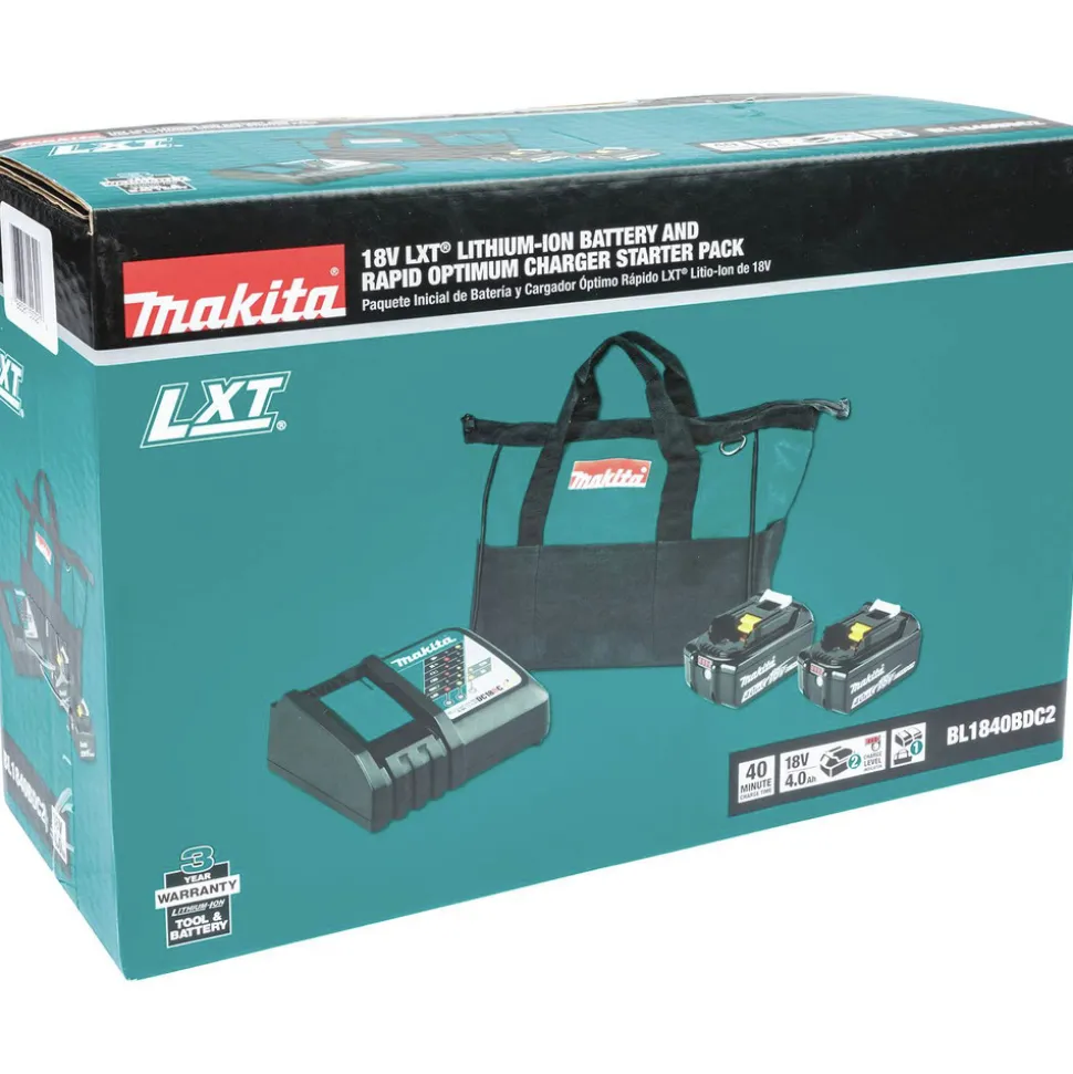 Makita 18V LXT Lithium-Ion Battery and Rapid Optimum Charger Starter Pack (4 Ah)