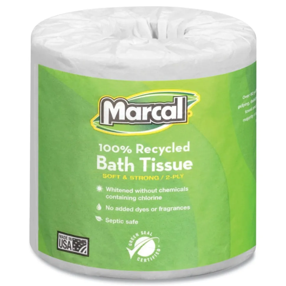 Marcal 2 Ply 100% Recycled Septic Safe Bath Tissues - White (48/Carton)