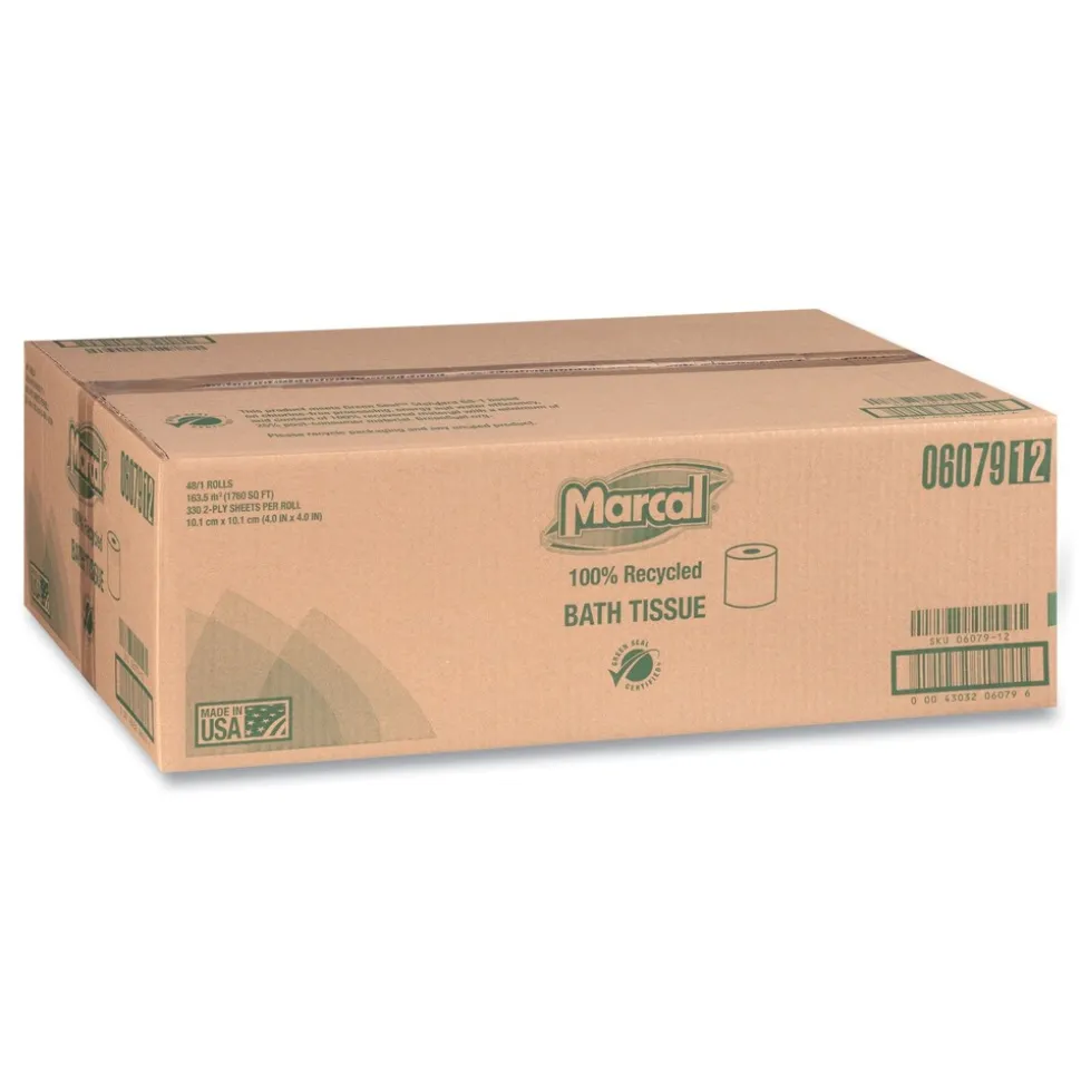 Marcal 2 Ply 100% Recycled Septic Safe Bath Tissues - White (48/Carton)
