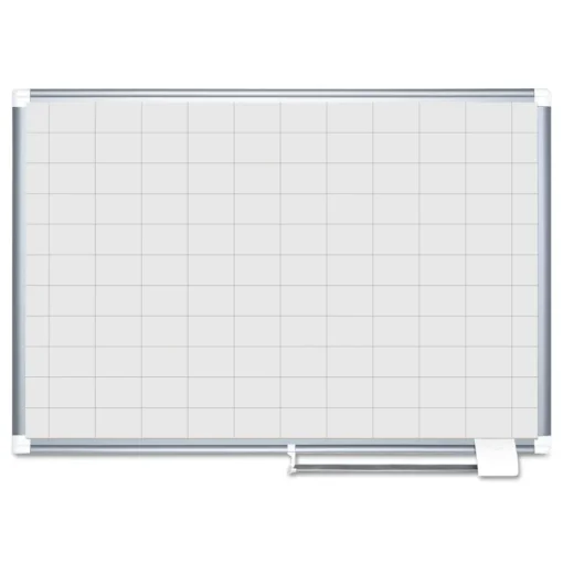 MasterVision 48 in. x 36 in. 2 in. x 3 in. Cells Gridded Magnetic Steel Dry Erase Project Planning Board - White Surface/Satin Aluminum Frame