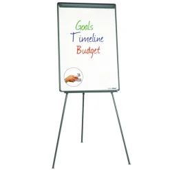 MasterVision 22.5 in. x 42 in. Basic Tripod Melamine Presentation Easel - White/Black