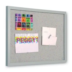 MasterVision 24 in. x 18 in. Designer Fabric Bulletin Board - Gray Fabric/Gray Frame