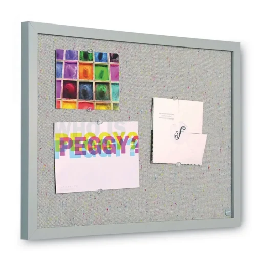 MasterVision 24 in. x 18 in. Designer Fabric Bulletin Board - Gray Fabric/Gray Frame