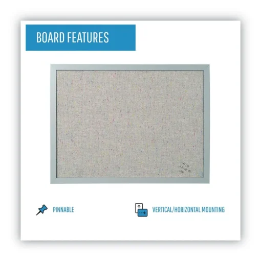 MasterVision 24 in. x 18 in. Designer Fabric Bulletin Board - Gray Fabric/Gray Frame