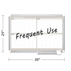 MasterVision 36 in. x 24 in. 4-Month Planning/Scheduling Magnetic Dry Erase Calendar Board - White Surface, Satin Aluminum Frame