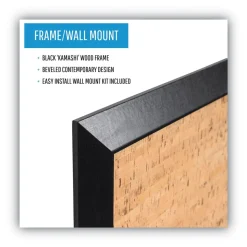 MasterVision 36 in. x 24 in. Natural Cork Bulletin Board - Tan Surface/Black Wood Frame