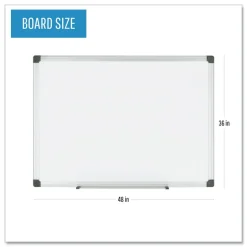 MasterVision 36 in. x 48 in. Porcelain Value Dry Erase Board - White Surface/Satin Aluminum Frame