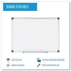 MasterVision 36 in. x 48 in. Porcelain Value Dry Erase Board - White Surface/Satin Aluminum Frame