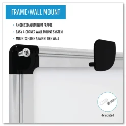 MasterVision 36 in. x 48 in. Porcelain Value Dry Erase Board - White Surface/Satin Aluminum Frame