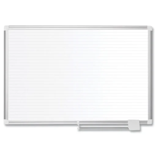 MasterVision 48 in. x 36 in. Ruled Magnetic Steel Dry Erase Planning Board - White Surface/Satin Aluminum Frame