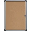 MasterVision 28 in. x 38 in. Slim-Line Enclosed Cork Bulletin Board with One Door - Tan Surface/Satin Aluminum Frame