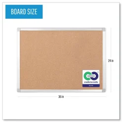 MasterVision Earth 36 in. x 24 in. Cork Board - Tan Surface/Satin Aluminum Frame