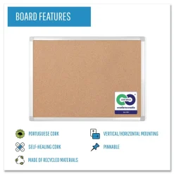 MasterVision Earth 36 in. x 24 in. Cork Board - Tan Surface/Satin Aluminum Frame