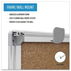 MasterVision Earth 36 in. x 24 in. Cork Board - Tan Surface/Satin Aluminum Frame