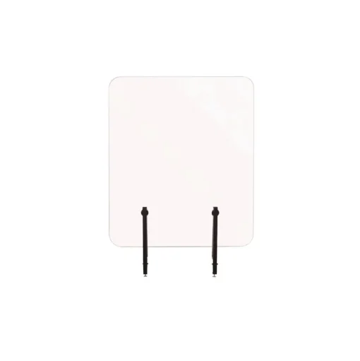 MasterVision GL2001393 Protector Series 35.4 in. x 0.16 in. x 35.4 in. Frameless Glass Desktop Divider - Clear/Aluminum (1/Carton)