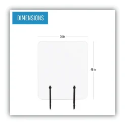 MasterVision GL0801393 Protector Series 47.2 in. x 0.16 in. x 35.4 in. Frameless Glass Desktop Divider - Clear/Aluminum (1/Carton)