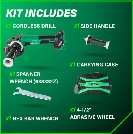 Metabo HPT G3612DVEQ6M 36V MultiVolt Lithium-Ion Brushless Variable Speed Slide Switch 4-1/2 in. Disc Angle Grinder (Tool Only)